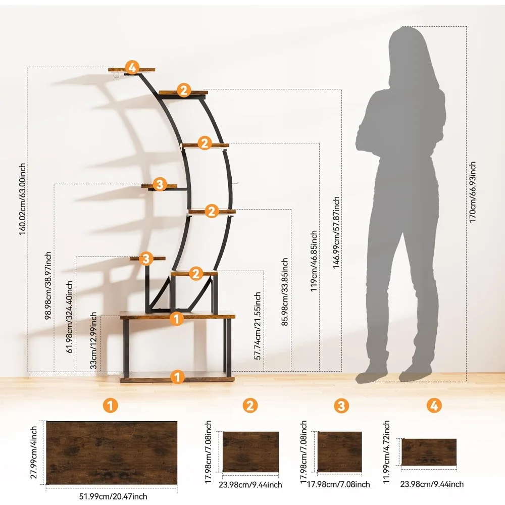 Display Shelf with Lights, Corner Shelf Stand, 63