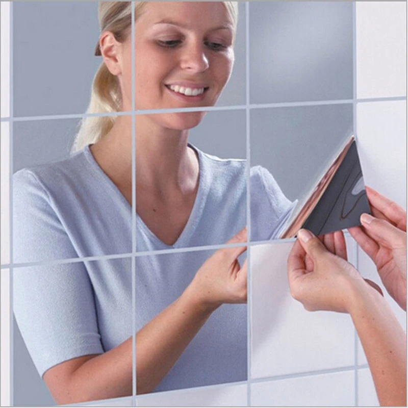 Mirror Wall Sticker Rectangle Self Adhesive Room Decor High Quality Furniture Films Mirror Foil 50X50cm image 3