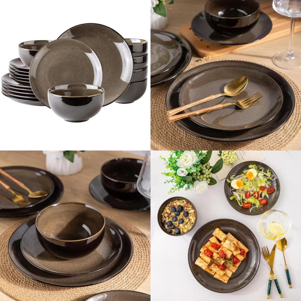 

Ceramic Tableware SetCeramic Dinnerware Set for 6 Handmade Stoneware Plates and Bowls Perfect for Everyday Use and Special