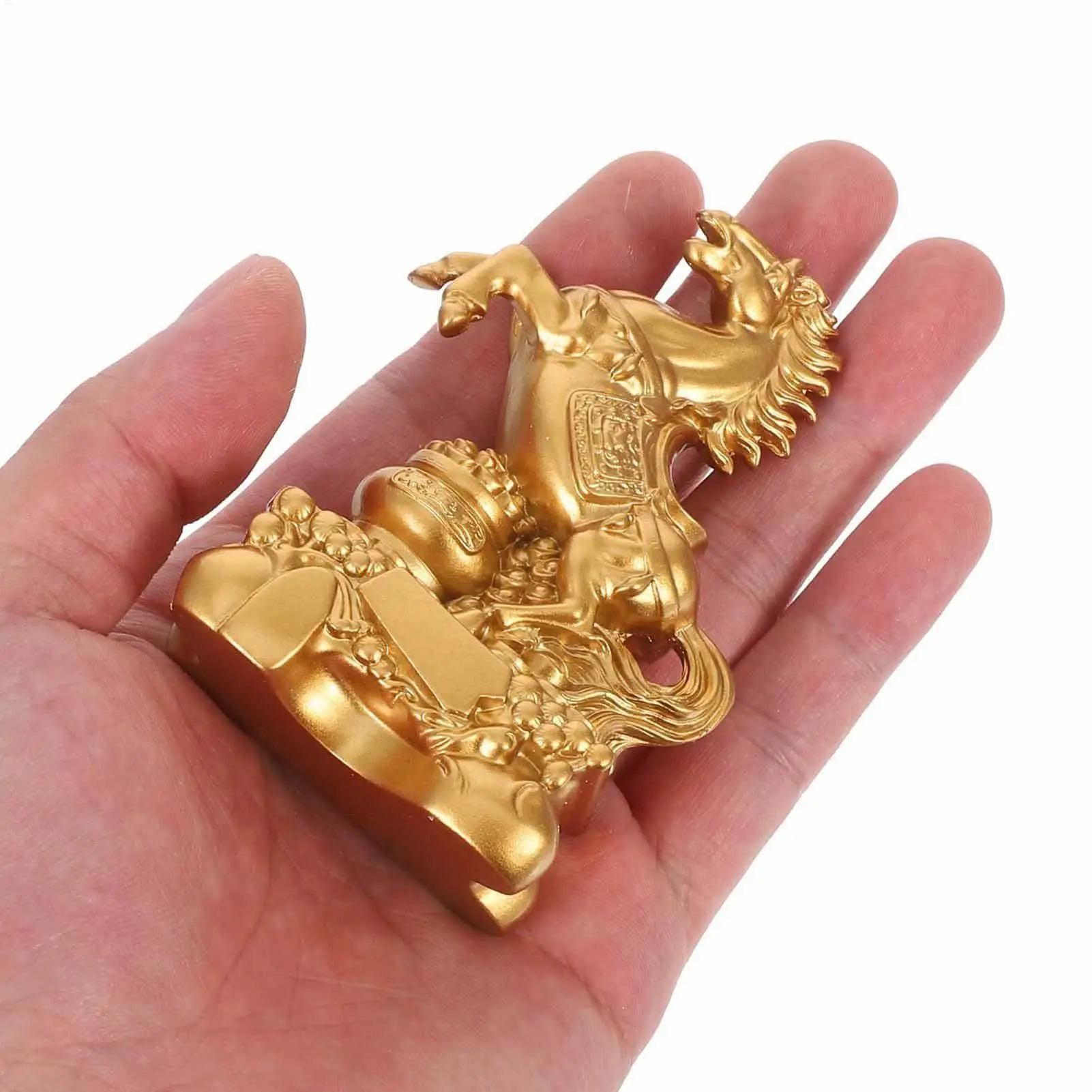 Goldene Pferdestatue aus Kunstharz, 2026, chinesische Maskottchen-Skulptur für viel Glück, Reichtum, Segen, Heimdekoration, Geburtstag, Neujahrsgeschenk