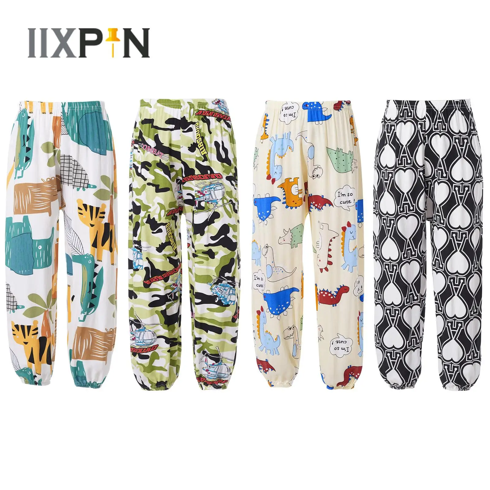 

2023 Summer Kids Harem Pants Sportwear Cartoon Print Loose Elastic Waist Long Hippie Pants Boys Girls Casual Trousers Bottoms