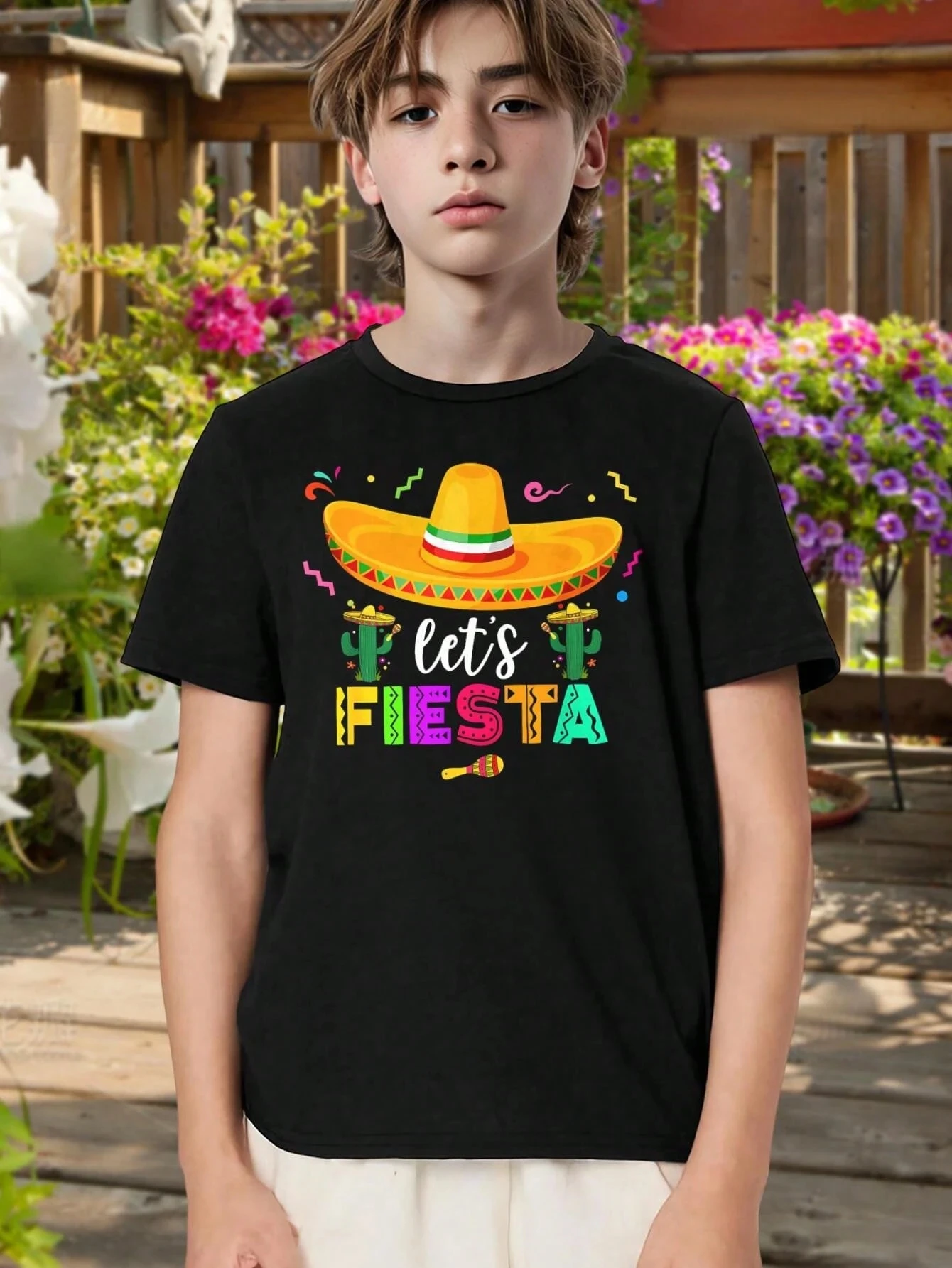 Cartoon Mode Mexikanische Party Thema T-Shirt Design Kinder Bedrucktes T-Shirt T-Shirt Sommer Mädchen Jungen Shirt Casual Tops Rundhalsausschnitt Kleidung