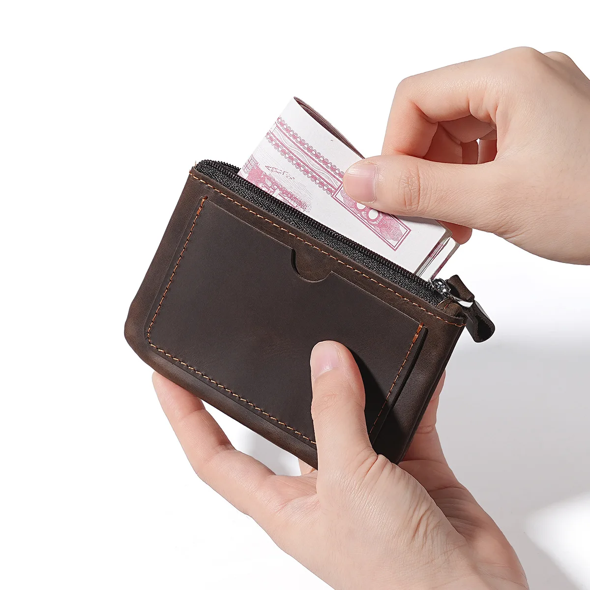 本革ジッパーコインケース メンズ クレジットカードホルダー メンズ小銭入れ 現金小銭入れ 車 スマートホルダー マネーポーチ