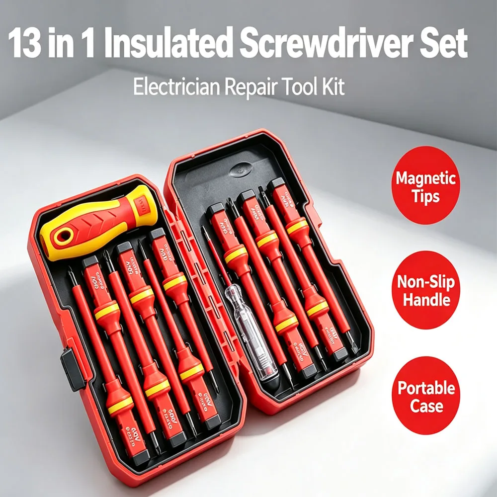 Insulated Screwdriver Set Magnetic Changeable Phillips Slotted Torx Bits Electrician Professional Repair Hand Tools Kit