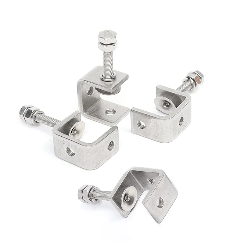 304 Stainless Steel Clip Adjustable C-clamp 20mm~130mm Square Steel Pipe Clamp Desk Fixed Holder Hexagonal Bolt C-clamp Jaw