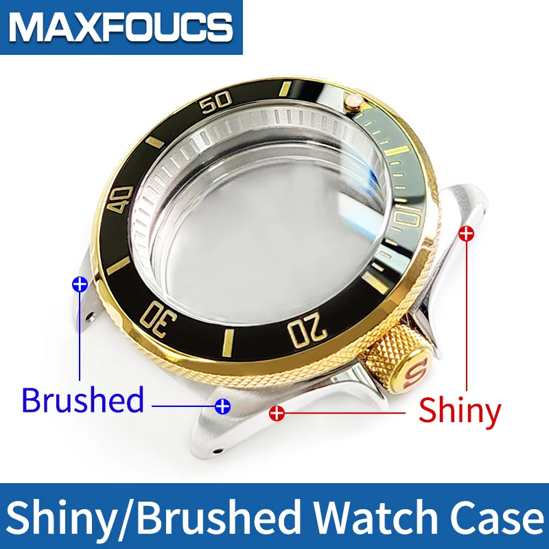 Silver/Gold Watch Case 3 o\'clock Stainless Steel Shiny/Brushed For SKX007 Nh36 Movement Sapphire Glass Watch Part