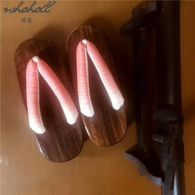 WHOHOLL bois Geta femmes pantoufles japonais Geta bois sabots pour Kimono tongs pour femmes enfants Geta Cosplay Costumes chaussures