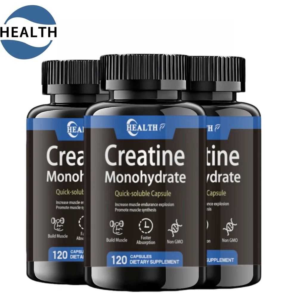 Creatine Monohydrate Capsules -120 Capsules, 3000 Milligrams Per Serving, Gluten Free, Non Gmo