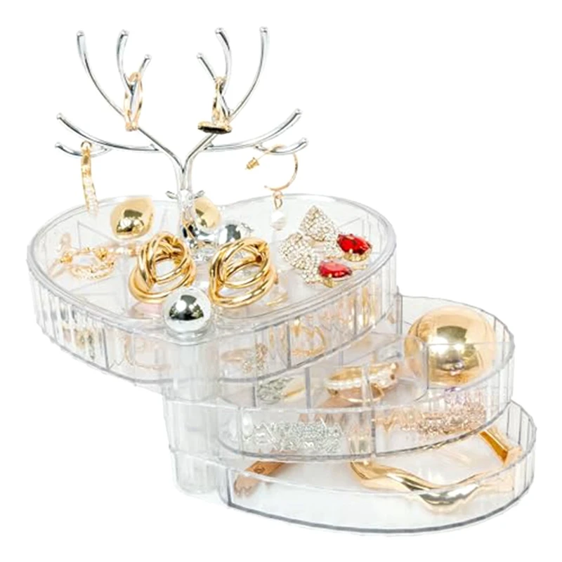 Jewelry Boxes & Organizers, 3-Layer Rotating Jewelry Tray Case, Long Antlers For Rings, Jewelry Storage Box