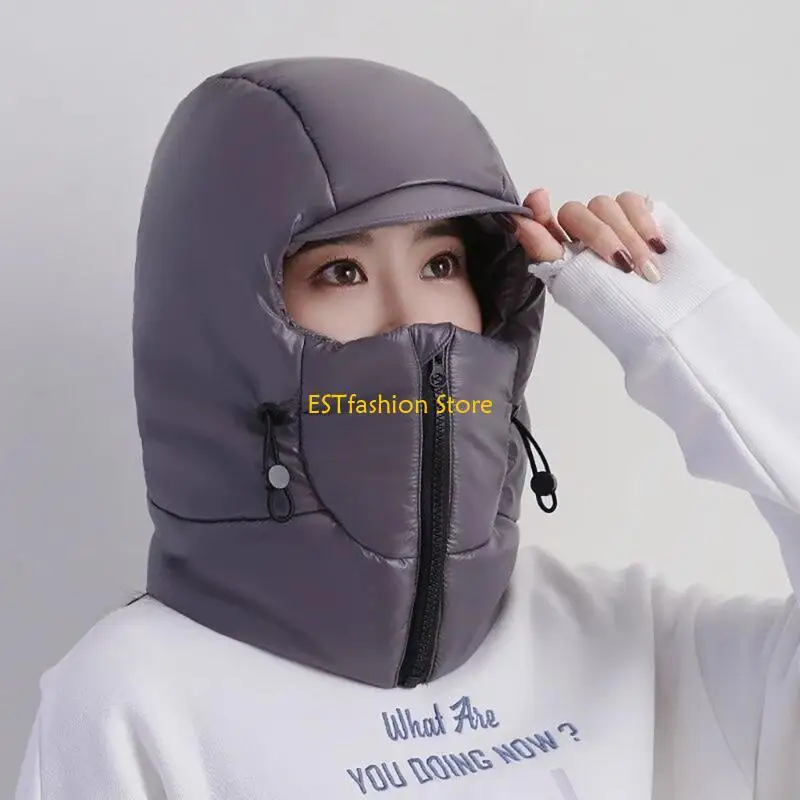 

Y5GC Men Bomber Hat Earmuffs Warm Trapper Hat for Skiing Skateboarding Thick Windproof Balaclava for Cold Weather