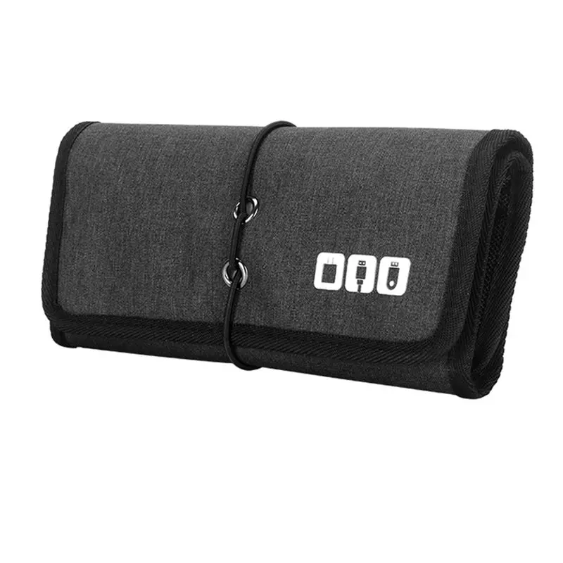 B03B-Electronic Organizer Cord Pouch Travel Cable Bag Organizer Carrying Case For Power Bank USB Cables 1 Piece Black