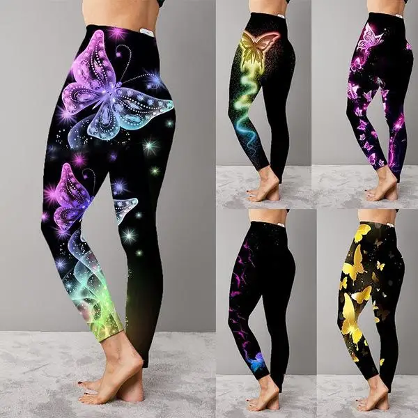 

Women's Printed Yoga Pants Stretch Crop Pants Polyester Fiber Nine-Piece Pants Small Foot Pants Spring 2023 Faion