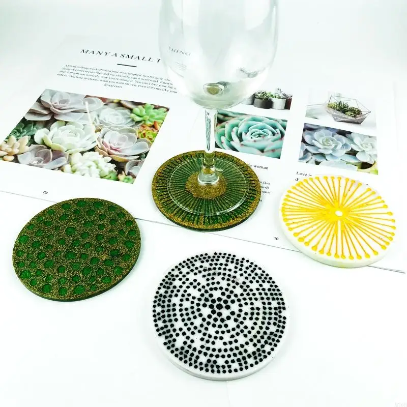 M76B Leopard Print Round Tea Coffee Pad Silicone Mold Storage Tray Mold