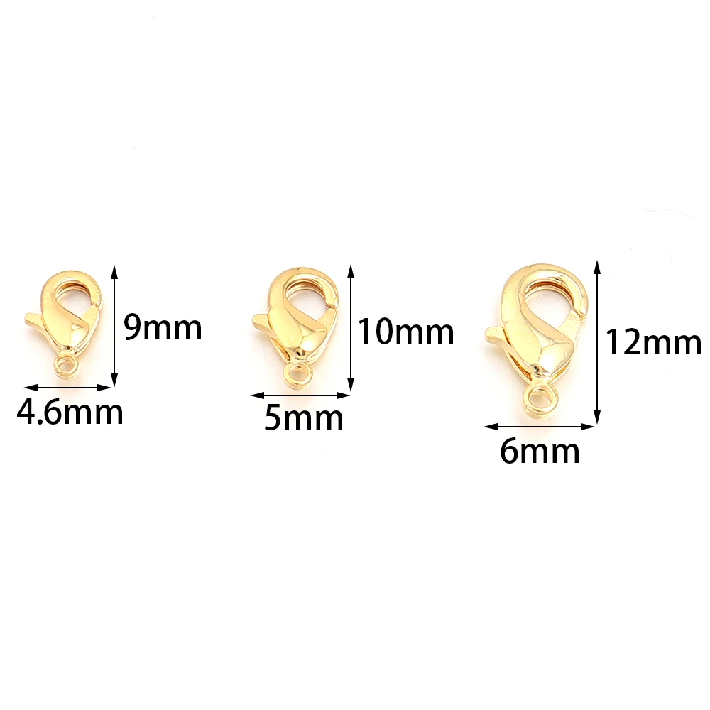 6 Stück 18K vergoldete Kupfer-Karabinerhaken-Verbinder für Schmuckherstellung, DIY-Halsketten, Armbänder, Kettenzubehör – Detail 1