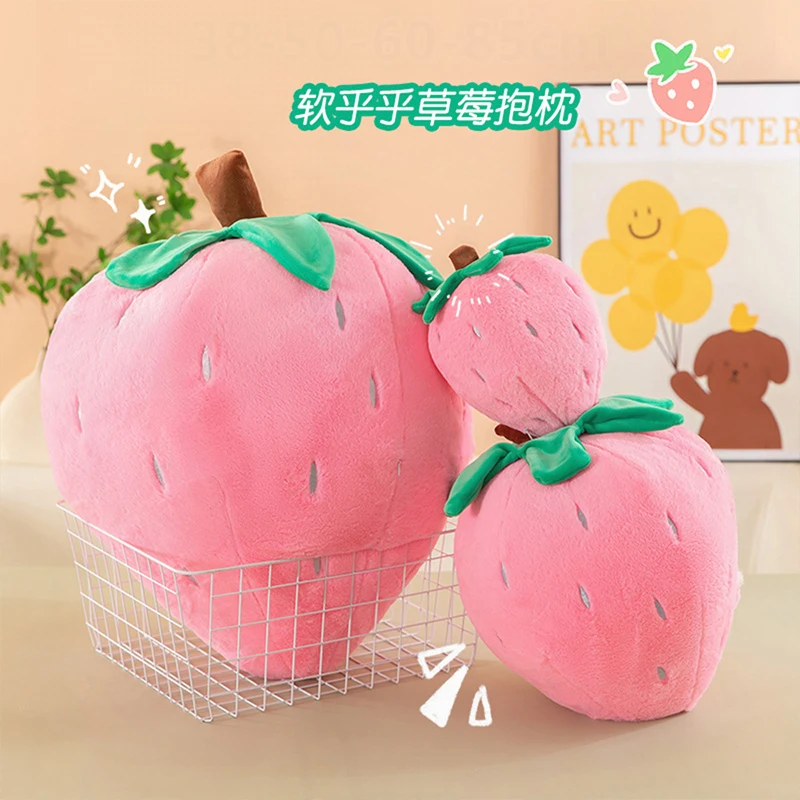 

Kawaii Strawberry Pink Plush Toy Stuffed Doll Cute Fruit Pillow for Kids Birthday Xmas Gift Girls Sofa Decor Present Bulk