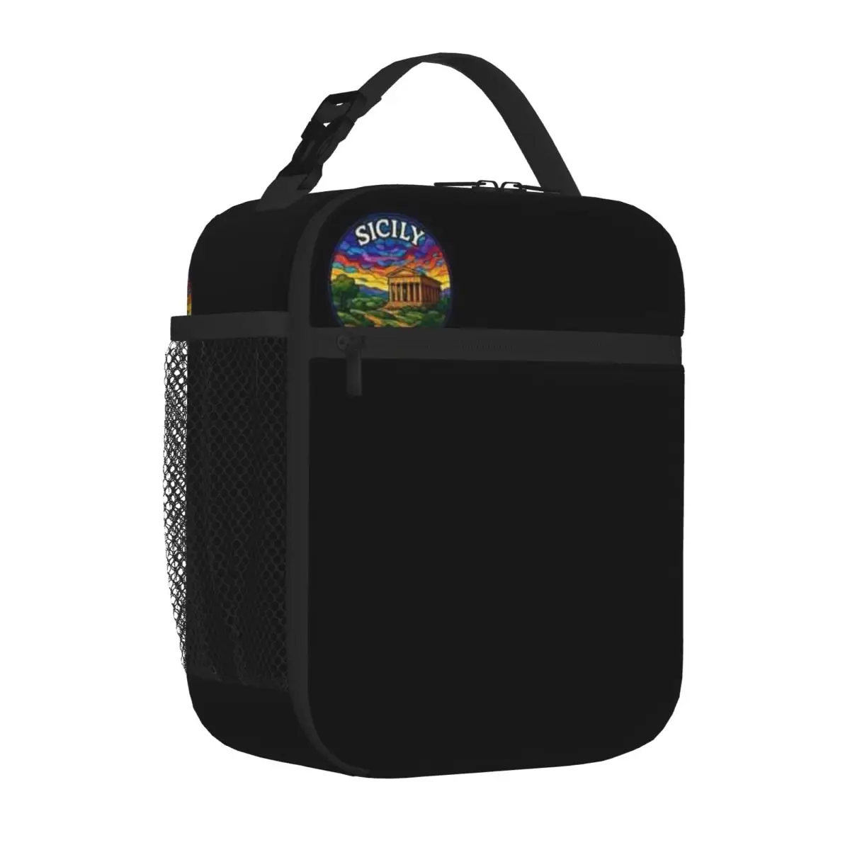 Bestselling Sicily Italy Stained Glass Industrial Style Lunch Bag Nursing Shift School Lunch Bag