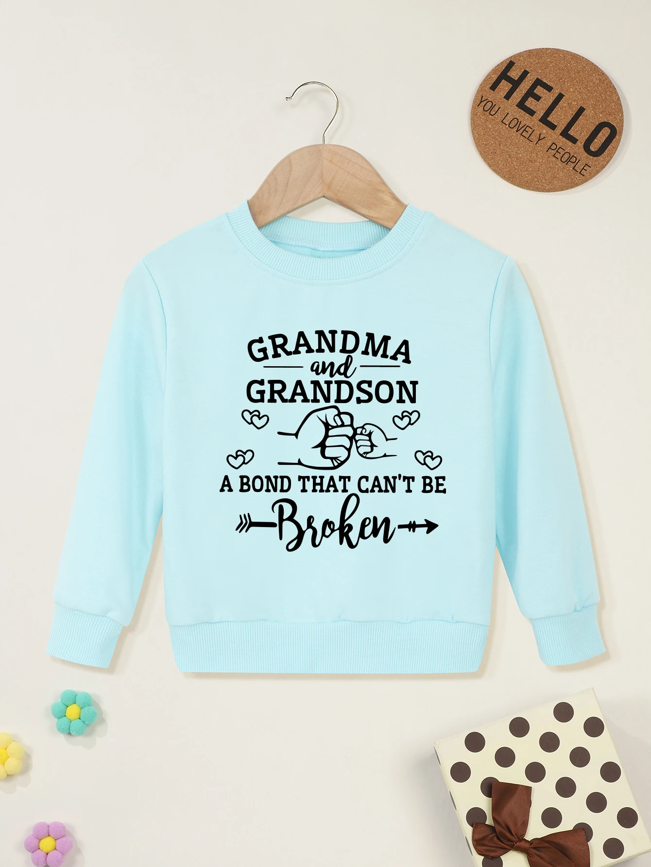 Pullover Baby Girl Hoodies Long Sleeves Sweatshirts Grandma Grandson A Bond That Can't Be Broken Print Crewneck Baby Boy