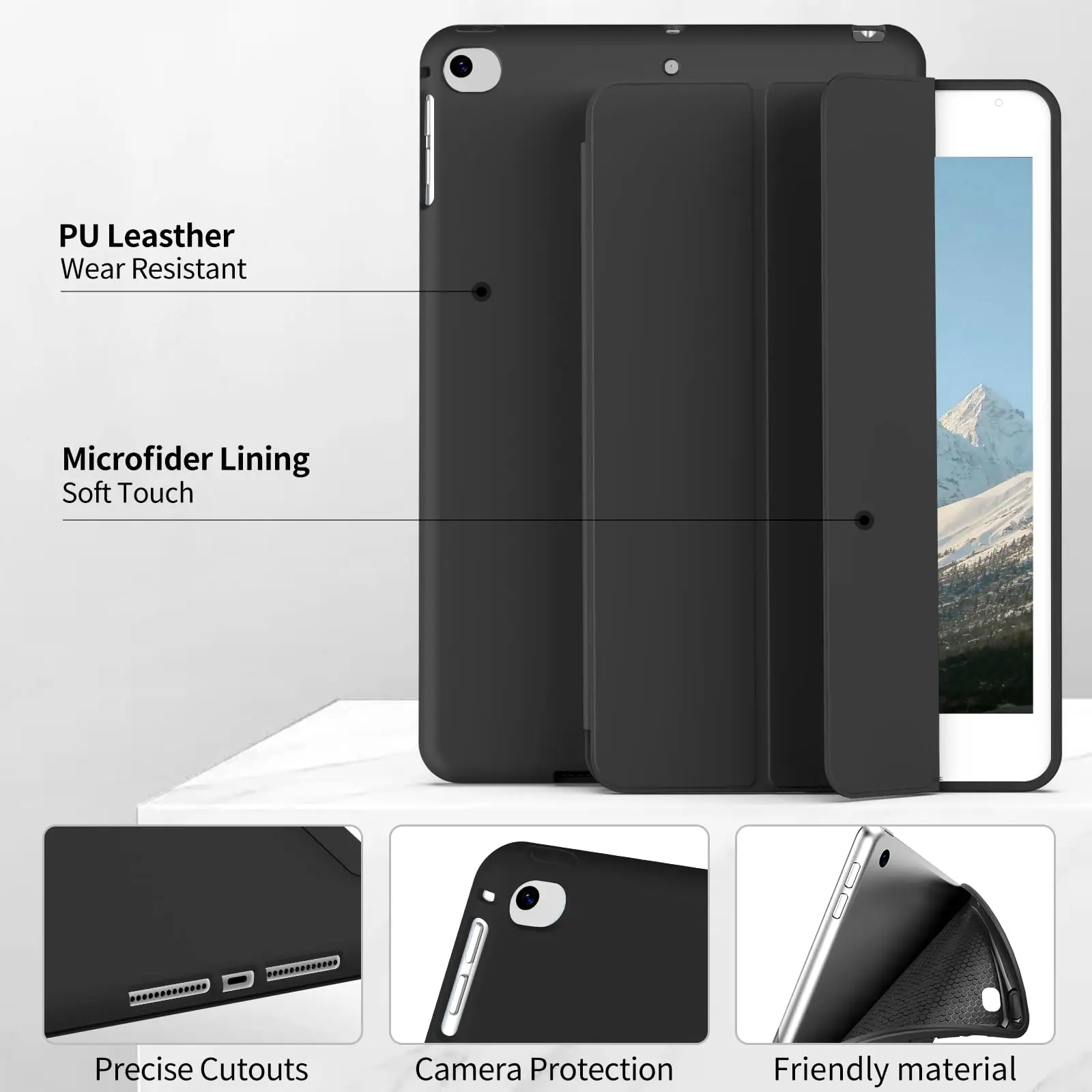 For Apple iPad Mini 5 4 3 2 1 1st 2nd 3rd 4th 5th Generation Magnetic Auto Sleep Wake Flip Smart Cover Soft Silicone Back Shel