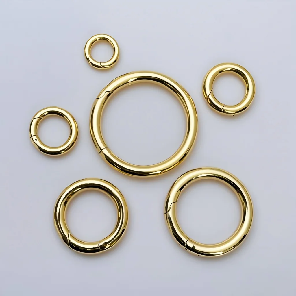 

custom order for 30 pcs 12mm 30 pcs 15mm gold plated stainless steel round circle snap spring carabiner clasp jewelry DIY