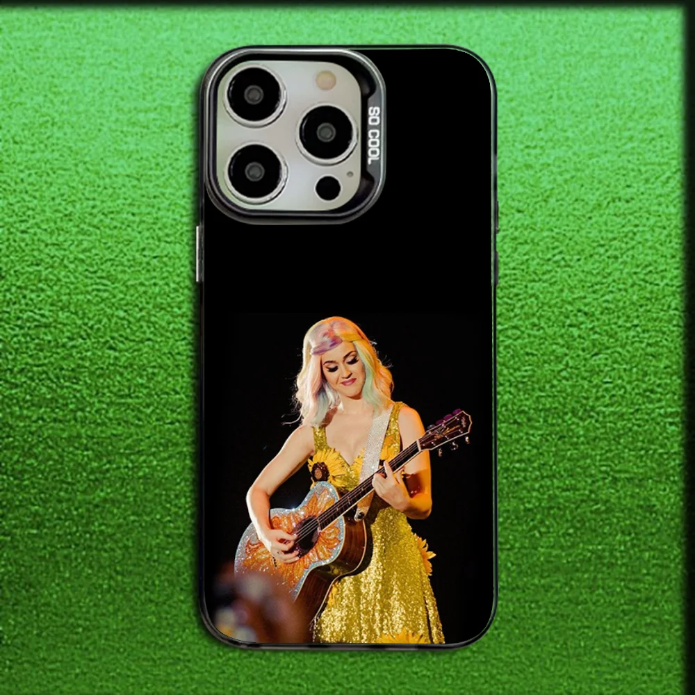 Casing Ponsel Penyanyi K-katy Perry Roar untuk iPhone 16,15,14,13,12,11,Mini,Pro,MAX Sampul Hitam Silikon Matte Abu-abu