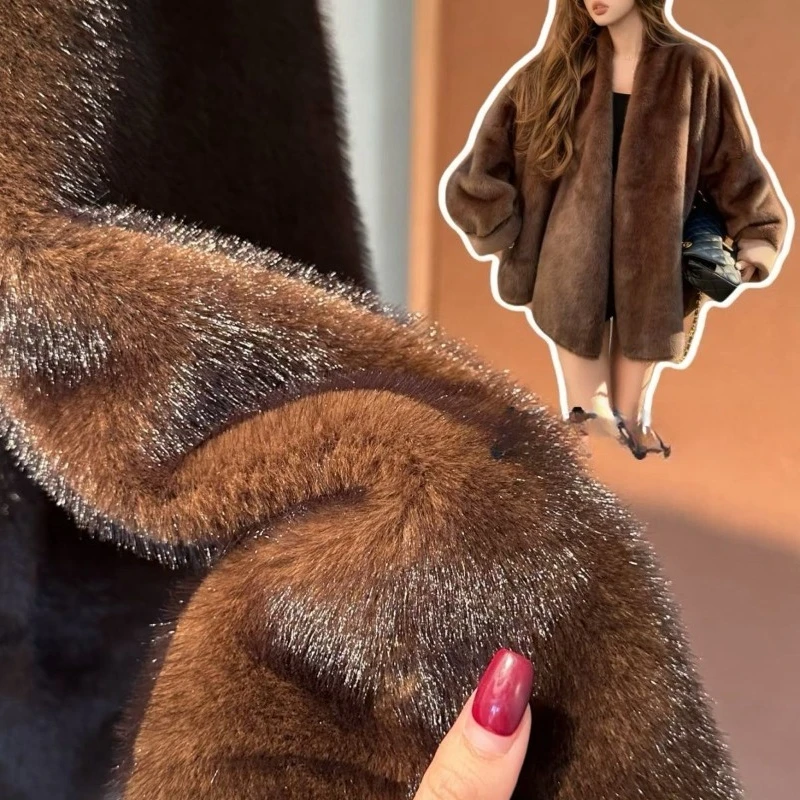 Women's Autumn Winter Tops Coats Faux Fur Two-Tone Mid-Length New Minimalist Comfortable Stylish Niche Versatile Elegant Casual