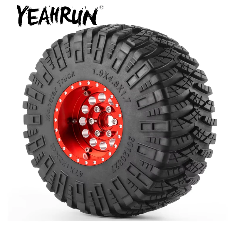 

YEAHRUN Metal 1.9" Beadlock Wheel Rim Tire for TRX4 D90 Axial SCX10 CC01 1/10 RC Crawler Car Truck Parts
