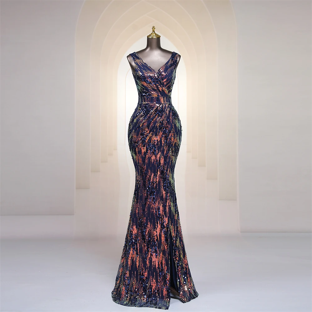 

Sexy Deep V Neck Sequins Elegant Mermaid Evening Dresses Vestidos De Fiesta Robe De Soiree De Mariage Prom Dresses Party 2022
