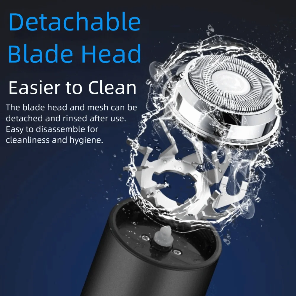 IPX6 Waterproof Electric Shaver Cordless Design Powerful Motor Mini Shaver Facial Cleansing Rechargeable Battery
