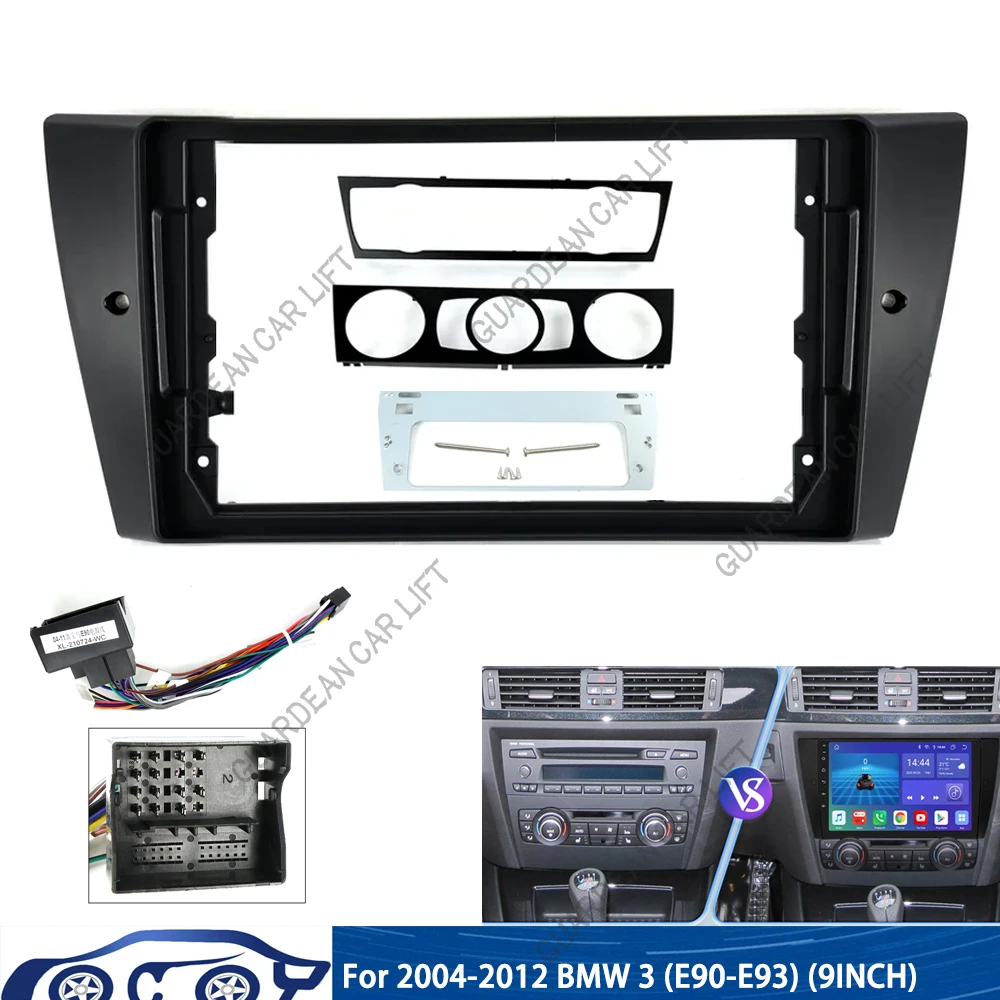 For 2004-2012 BMW 3 (E90-E93) (9INCH) Car Radio Fascias Installation Dash Frame 2 Din Panel DVD Gps Mp5 Android Player Trim