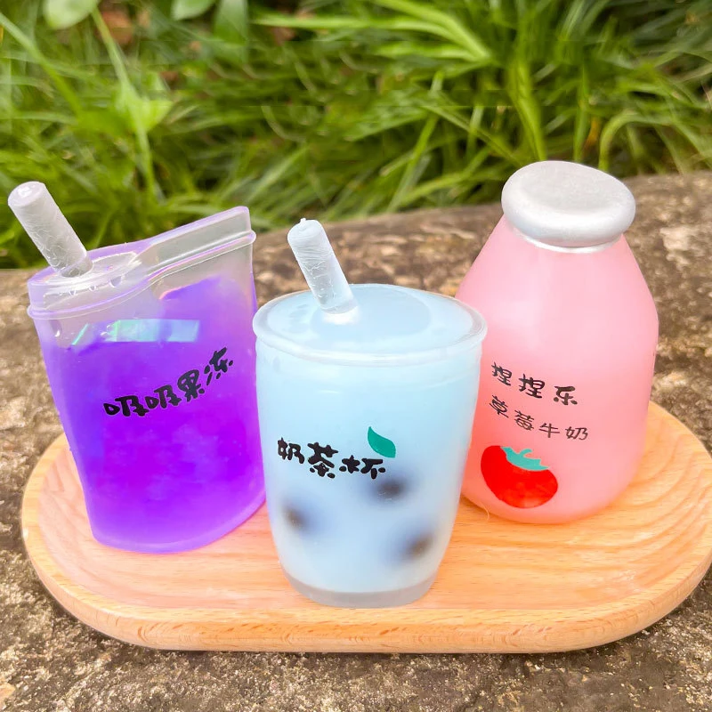 Summer Kawaii Squishy Big Milk Tea Cup Anti-Pressure Pinching Squeeze Kids Toy Fruit Cup Sensory Stress Relief Water Polo Gift