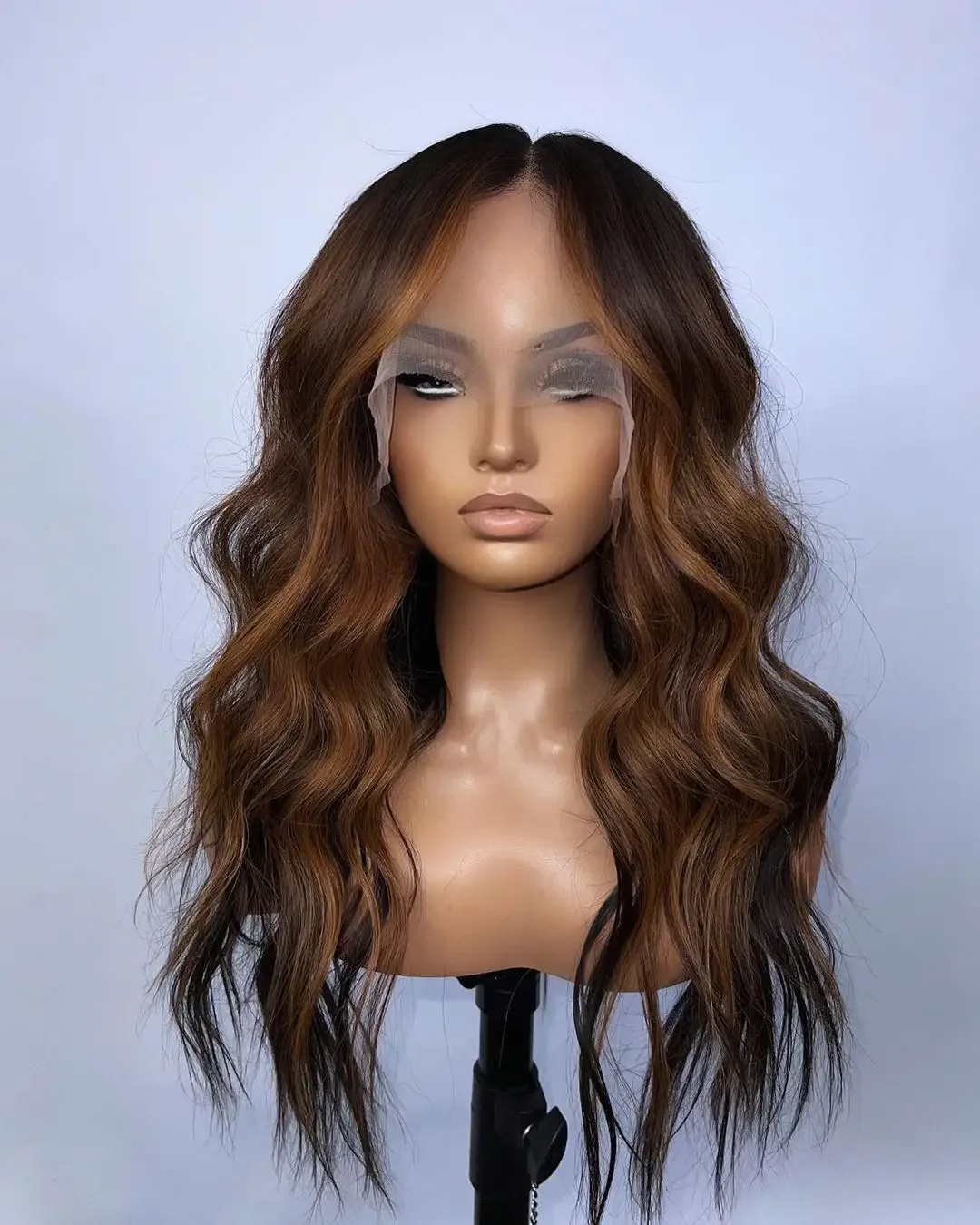 Glueless 5x5 Silk Base Long 26 Inch Highlight Brown Wave Jewish Human Hair With BabyHair HD Lace European Hair Preplucked Daily