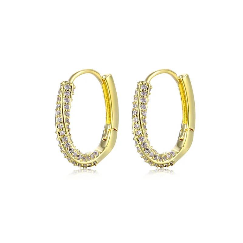 ENSHIR European and American Zircon Hoop Earrings Small Huggie Hoop Earrings for Women Girls Piercing Brincos