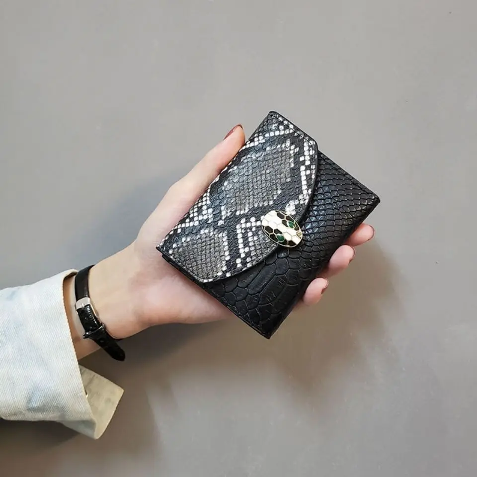 Dreifach gefaltete Frauen kurze Brieftasche kleine Mode Luxus Serpentin für Leder Geldbörse Damen Karten tasche weibliche Geldbörse Geld klammer Brieftasche