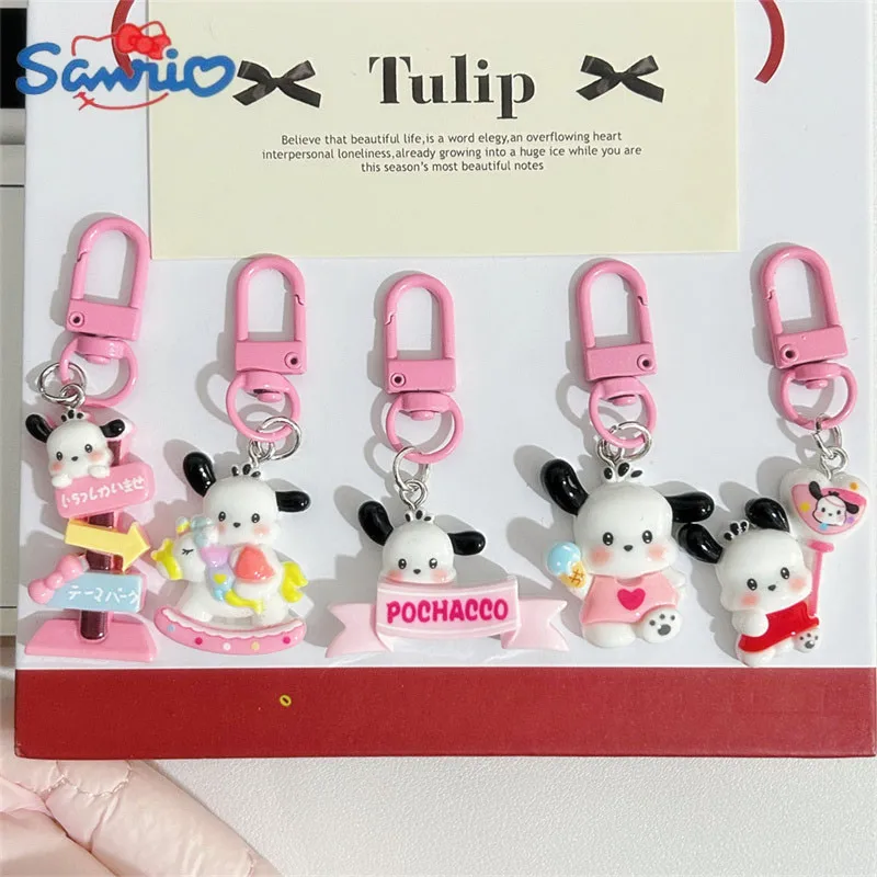 New Sanrio Trojan Horse Pochacco Pendant Keychain Anime Signage Balloon Pochacco Children Toys Keyring Cute Girls Christmas Gift