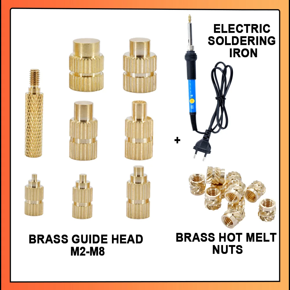Inserto in ottone dado saldatore testa di guida Hot Melt M2 M2.5 M3 M4 M5 M6 M8 filettatura termica inserto integrato strumento dado stampante 3D in