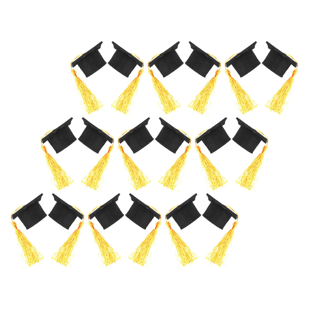 

24 Pcs Mini Graduation Cap Cupcake Topper Hats Ornament Decorate 2025 Decoration Toppers Felt Cloth Party Supplies