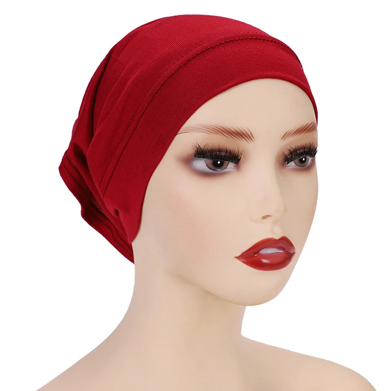 27 Colors Fashion Women Inner Hijab Tube Muslim Turban Cap Bonnet Plain Islamic Underscarf Cotton Jersey Undercaps Mujer Hat