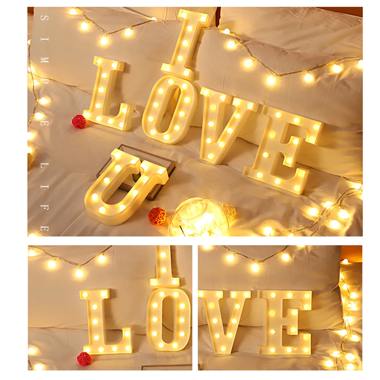 

Wedding Decorative Name Letters Alphabet Letter LED Lights Luminous Number Lamp Night Light Party Baby Bedroom Decoration Home