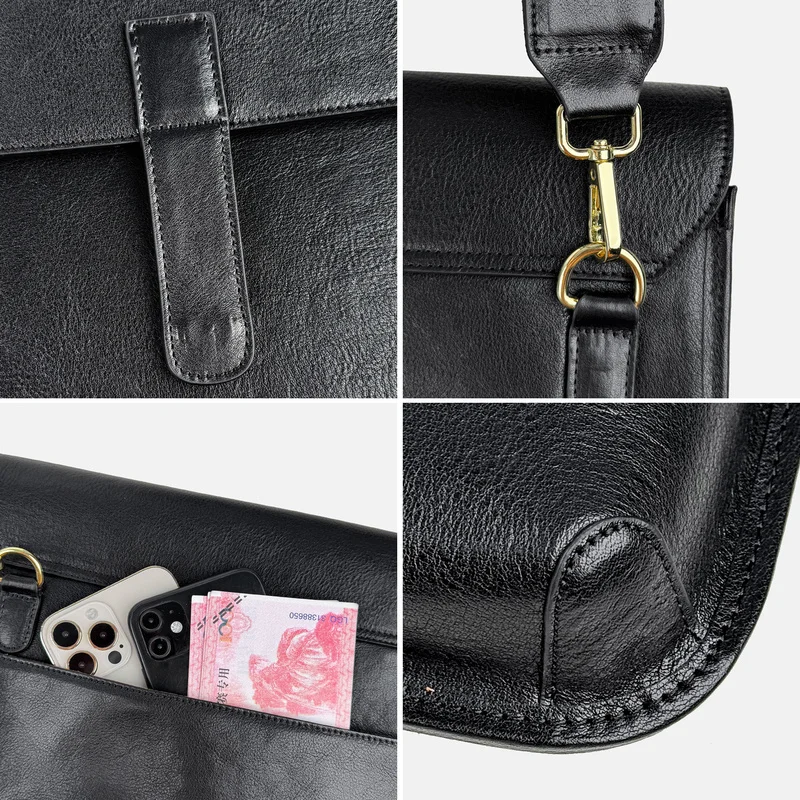 Luxury Brand Genuine Leather Shoulder Bag Men Crazy Horse Cowhide  Crossbody Messenger Bags Women Retro Trend Satchel Pack