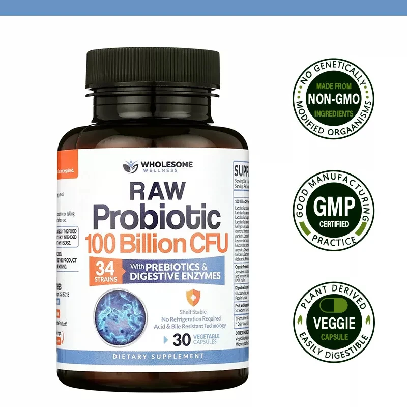 Probióticos CFU de 100 mil millones, probióticos para adultos, suplemento probiótico de vida útil con prebióticos y enzimas digestivas