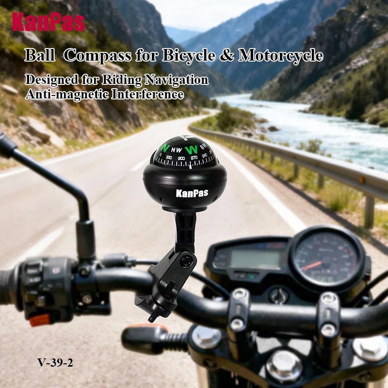 Kanpas Bike, Motorcycle Ball Compass / Navigation for Outdoor, Long Distance Riding & Rogaining / Shockproof ATV Compass Ball