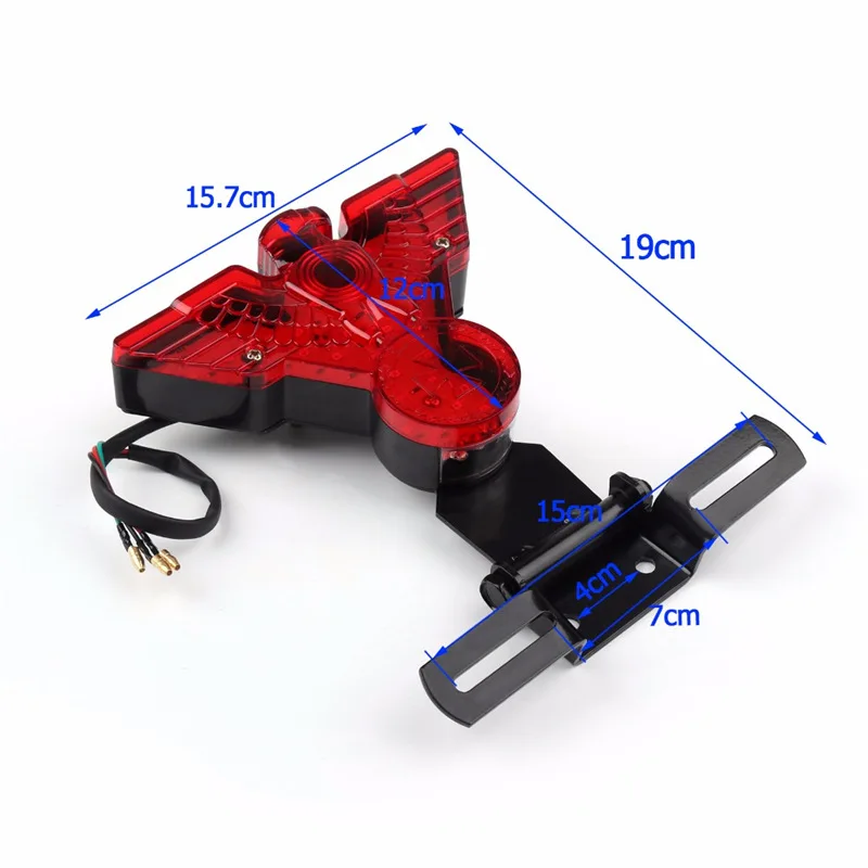 Motorcycle License Plate Bracket Holder with LED Red Tail Brake Light Rear Light Stop Signal for Honda 450R 450X 50 Moto Dio35Zx