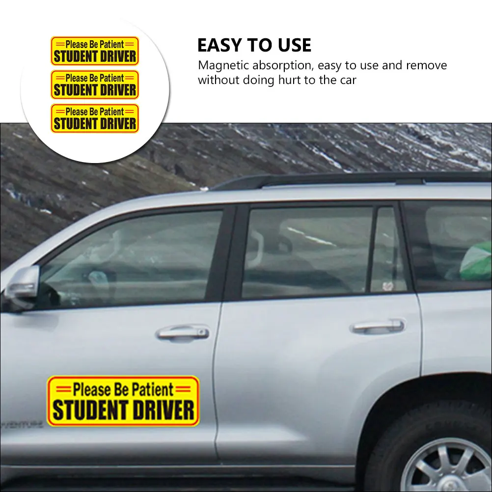 

3pcs Reflective Pvc Car Stickers Safety Signs Durable Magnetic Reusable Bright Color Accident Prevention Vehicle Easy Removal