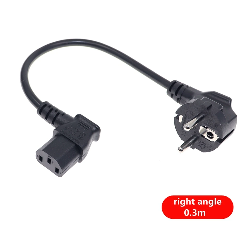 European 2 Pin Male to IEC 3 Pin Female ,Schuko to IEC C13 Angled 90 Degree AC Power Cord EU Adapter Extension Lead Cable