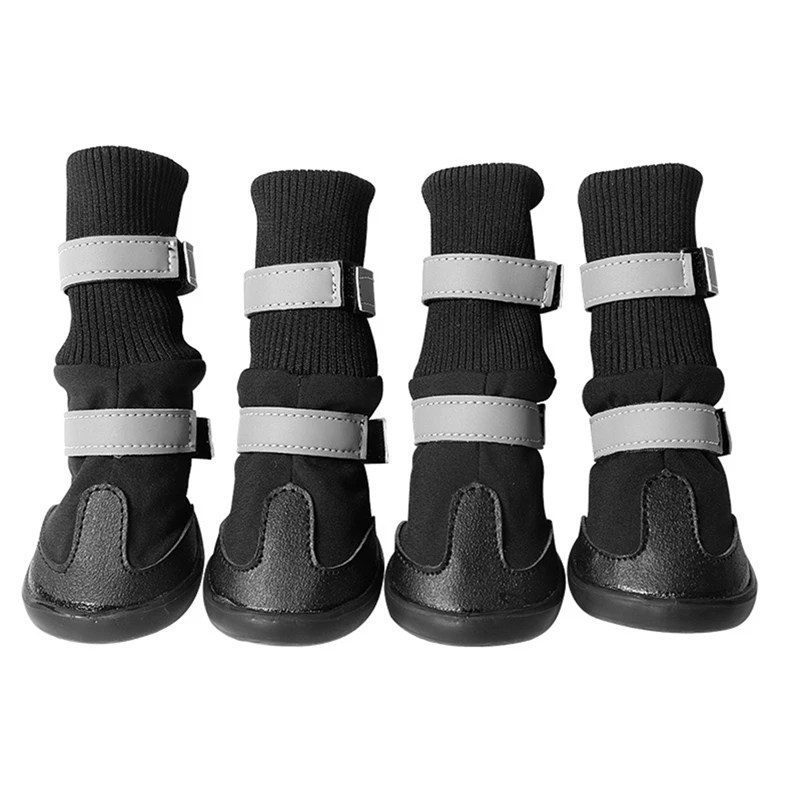 LUDA Waterproof Pet Dog Shoes Non-Slip Protective Boots For Large Dogs Wear-Resistant Snow Boots 4 Pieces/Set