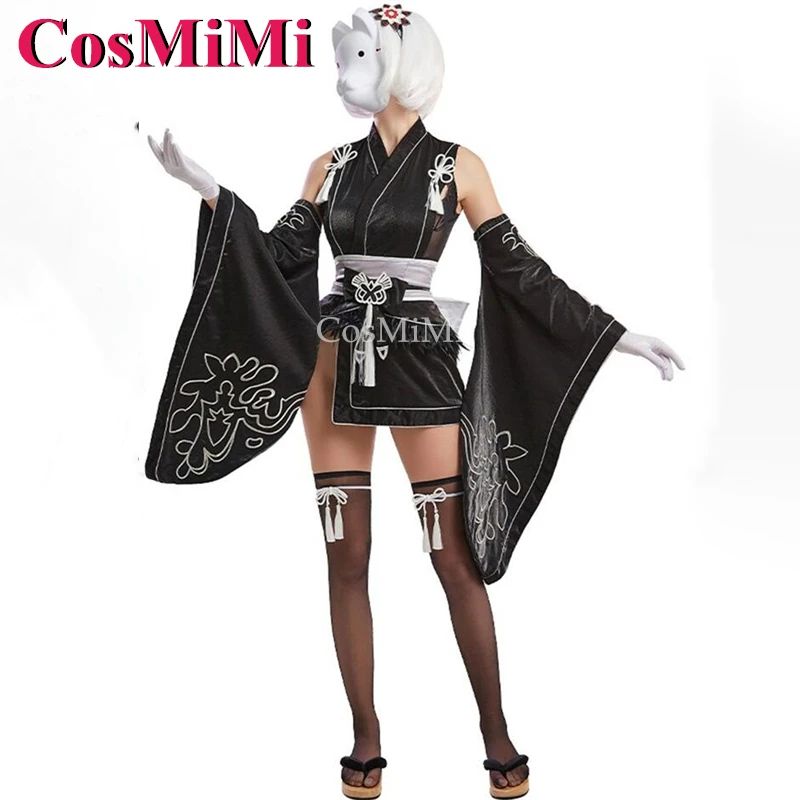 

CosMiMi Game NieR: Automata 2B Cosplay Costume Sweet Lovely Nifty Black Kimono Uniforms Carnival Party Role Play Clothing S-XL