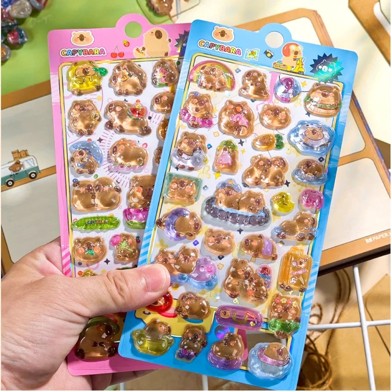

Kawaii Capybara 3d Relief Sticker Cute Capybara Diy Mobile Case Decorative Sticker Student Stationery Handbook Sticker Gift