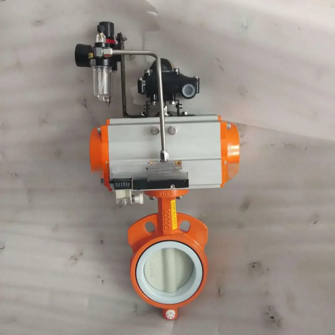 Stainless steel pneumatic one-way clip-on wear-resistant butterfly valve with triplet D671X-10