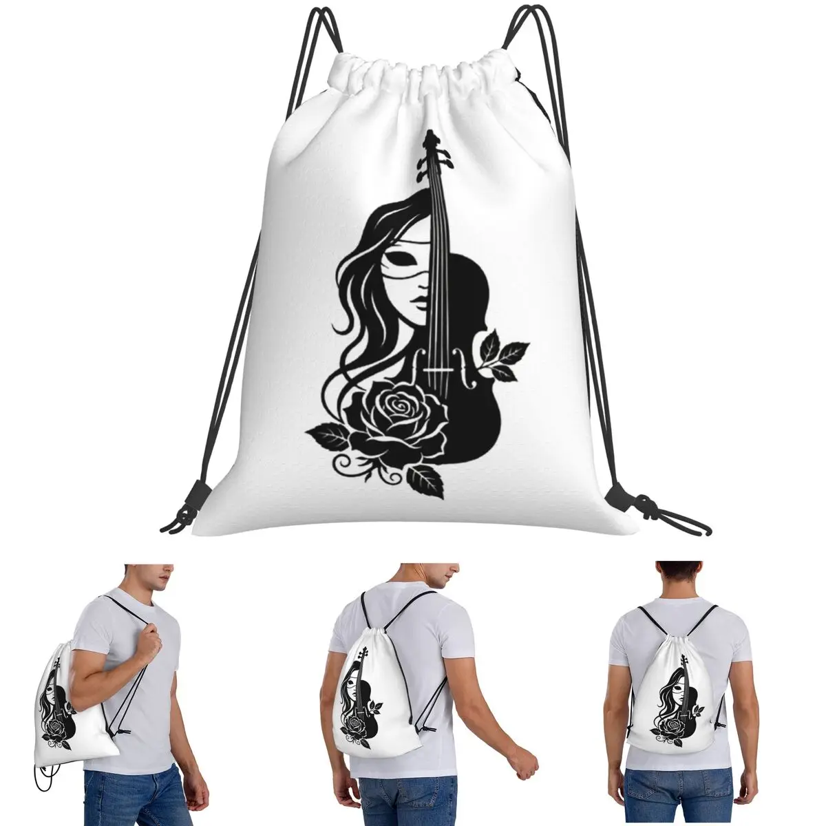 Sacs à dos Sorrow Behind The Smile, sacs de sport portables à cordon de serrage, sacs à livres pour homme et femme, pour l'école