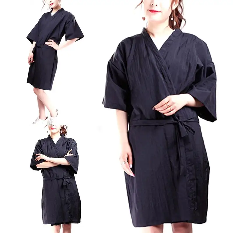 Hairdressing Cape Kimono Style Client Cutting Smock Womens Black Overalls Business Robes Cape Hair Salon Hair Cutting Smock For